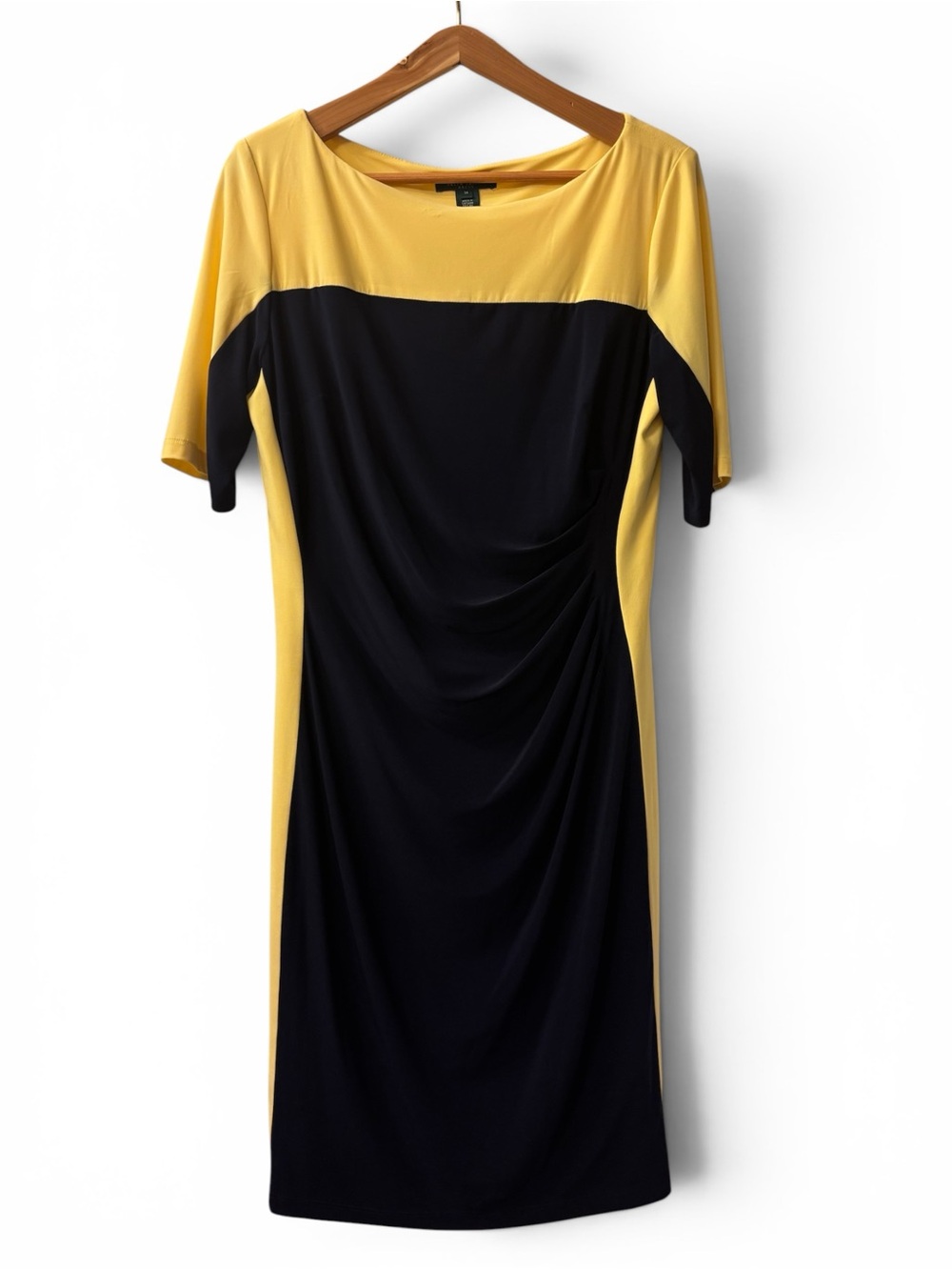 Lauren Ralph Lauren Yellow and Black Panel Midi Dress